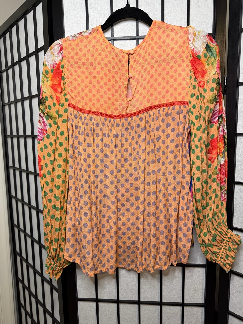 Anthropologie Bl^nk London Multicolor Chevron & Floral Blouse Small - Picture 3 of 5